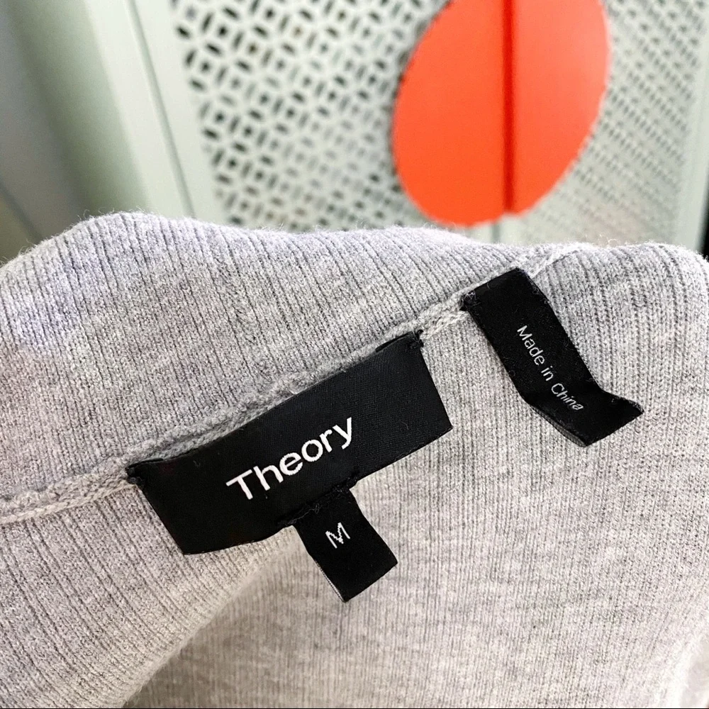 Theory Winxie Ribbed Knit Cardigan in Grey - Picture 5 of 9